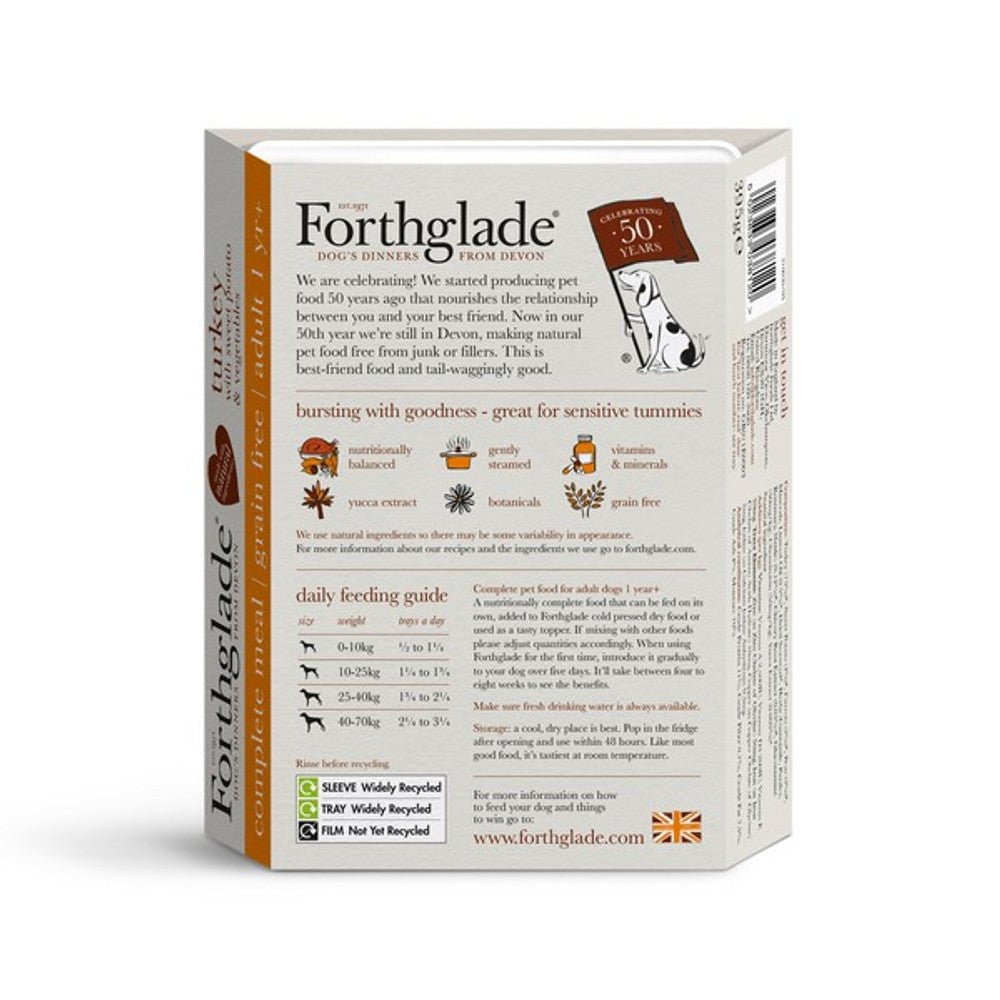 Forthglade Comp Meal Adult Turkey Sweet Potato Veg G/F 395g - SnowPaw Store - Forthglade - Dog Food